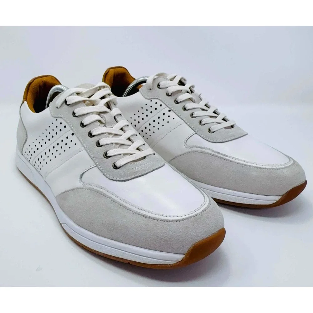 Florsheim Fusion Sport Lace Up Sneakers Men's SIze 10.5 W White Leather Preppy